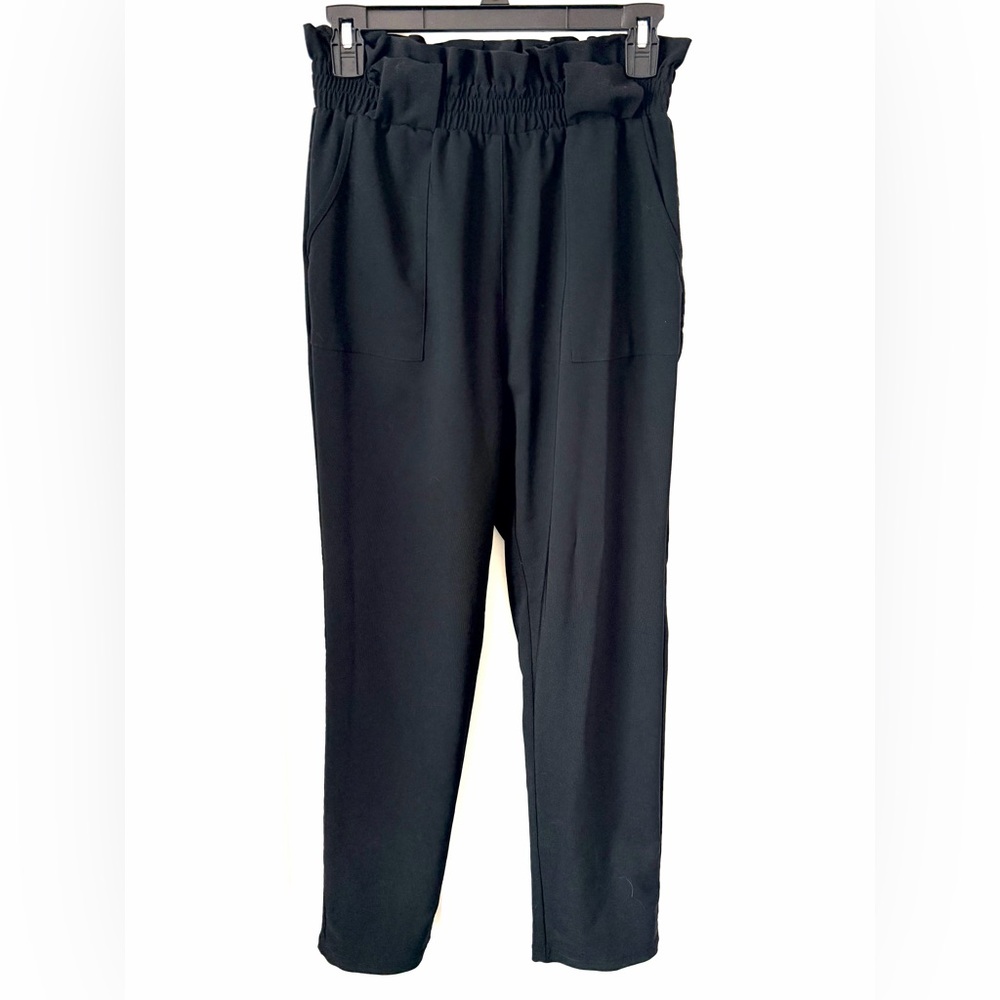🛍️Grace Karin Black Ruffled Waistband Pants